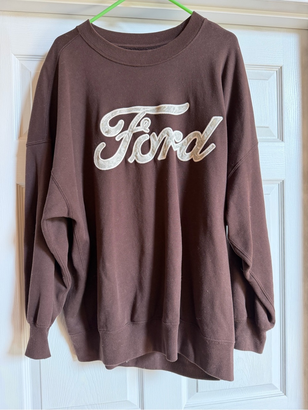 Abercrombie Ford Brown Crewneck Sweatshirt with Cream Script Logo